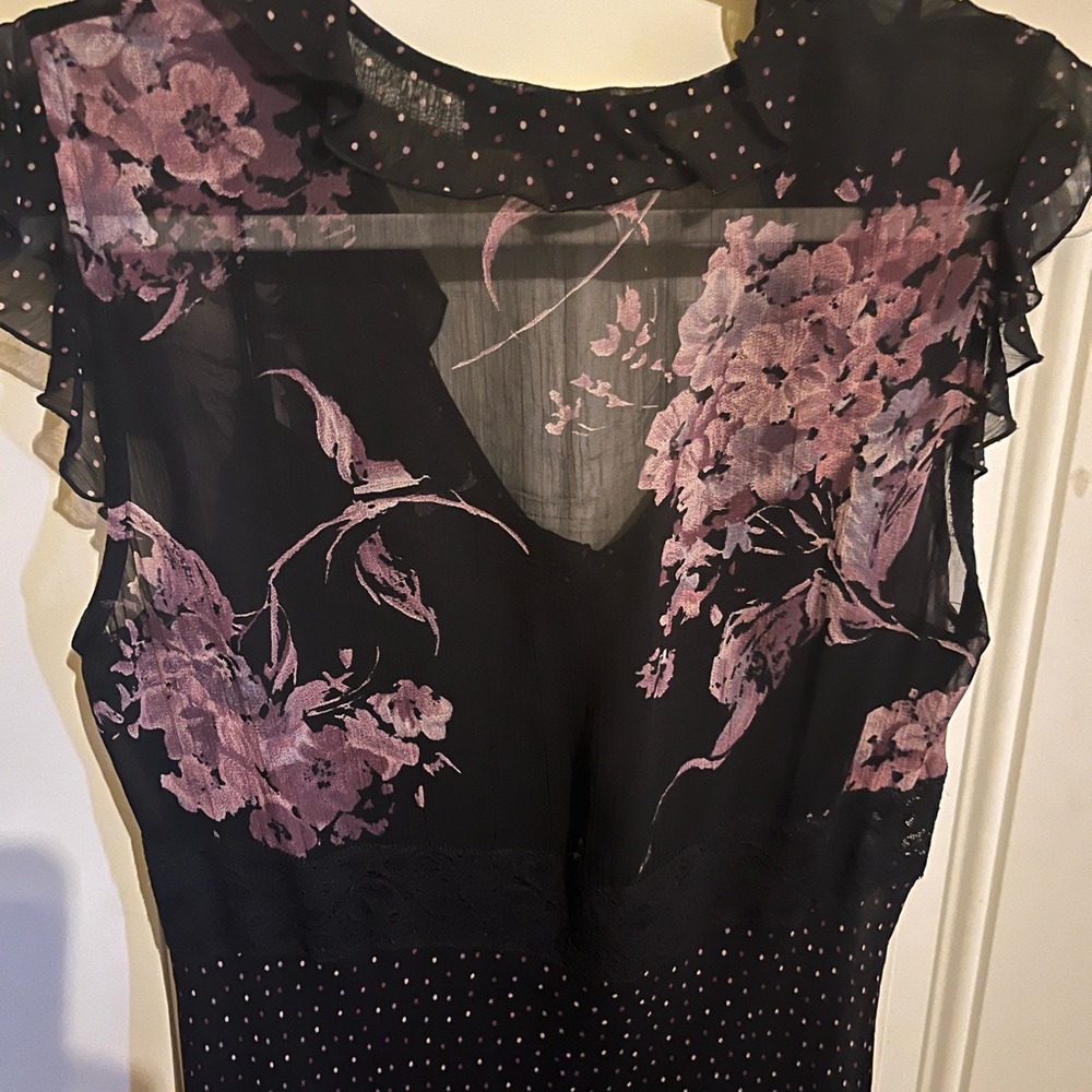 Nine West Black and Purple Polka Dot Floral Dress - Picture 4 of 4